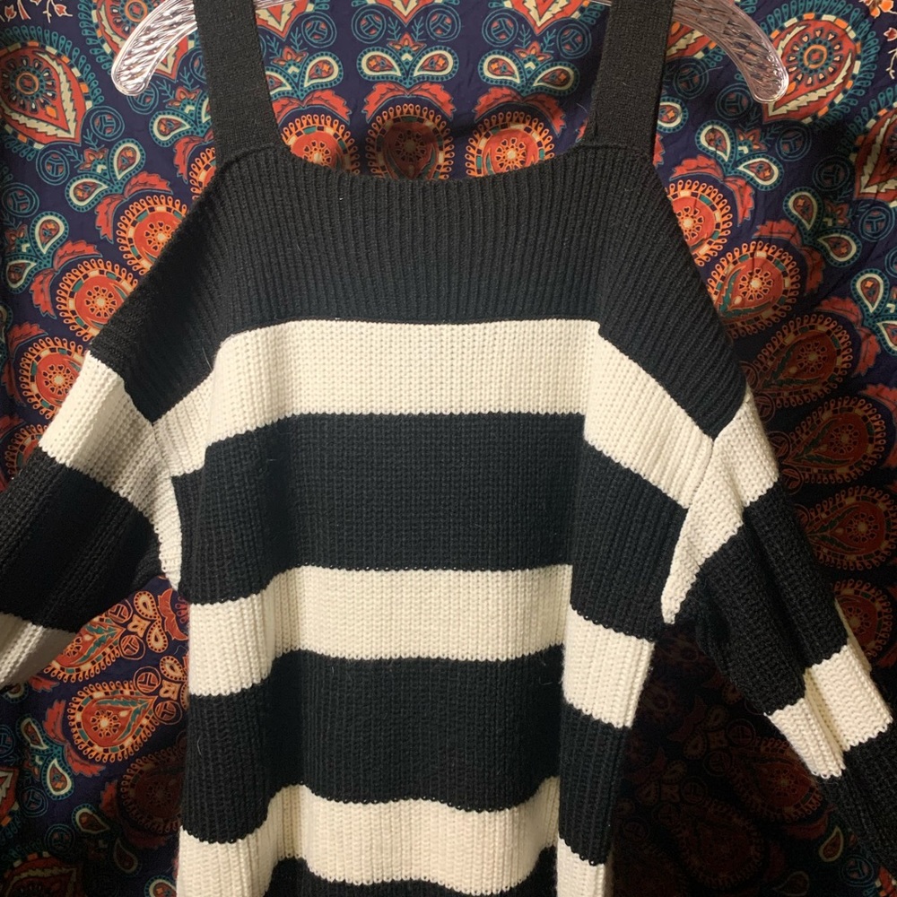 Black and White off the shoulder sweater
